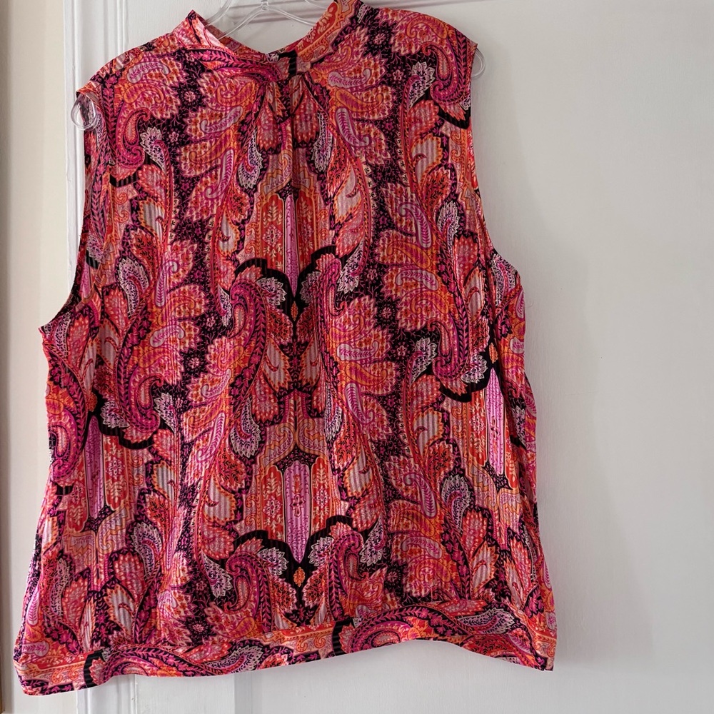 Vintage Talbots Pure Silk Orange Paisley Sleeveless Top